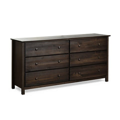 Espresso Shaker 6 Drawer 63.8'' W Solid Wood Double Dresser