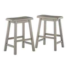 Sharman Solid Wood Counter Bar Stool Set of 2 Antique Gray
