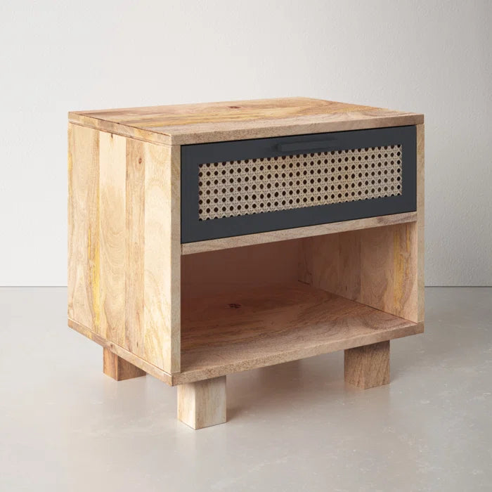 Shepard 17.5'' Tall 1 - Drawer Nightstand in Natural/Matt Lacquer