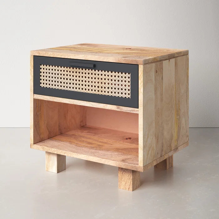 Shepard 17.5'' Tall 1 - Drawer Nightstand in Natural/Matt Lacquer
