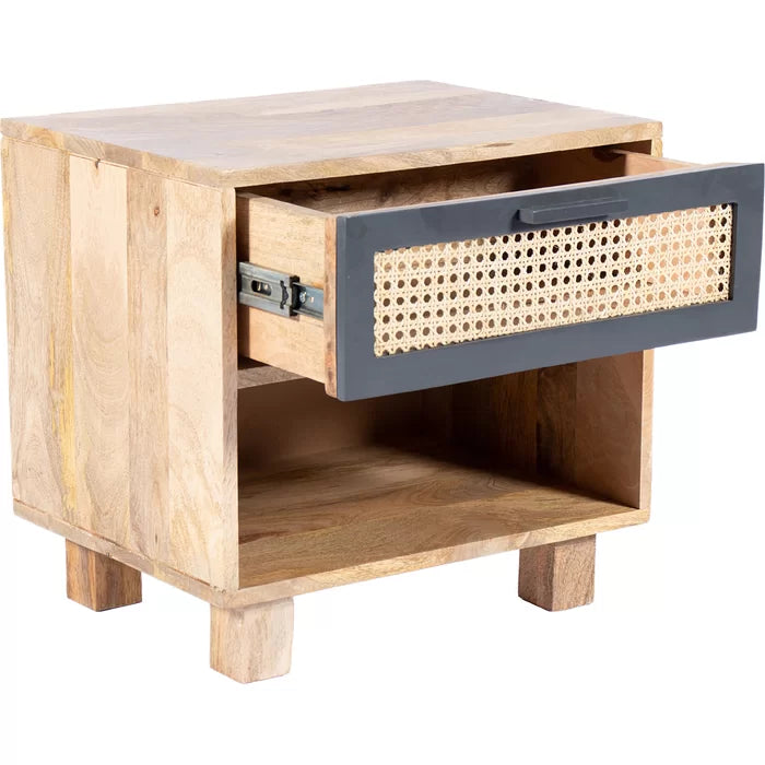 Shepard 17.5'' Tall 1 - Drawer Nightstand in Natural/Matt Lacquer