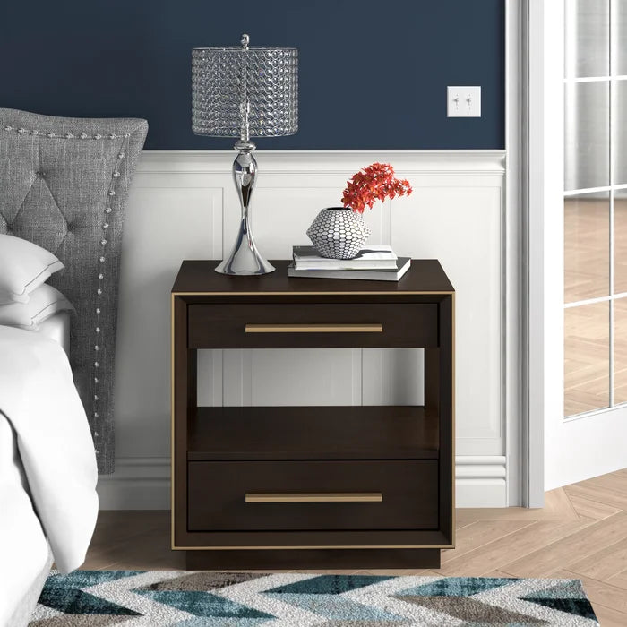 Sherrell 29.5'' Tall 2 - Drawer Solid Wood Nightstand in Espresso