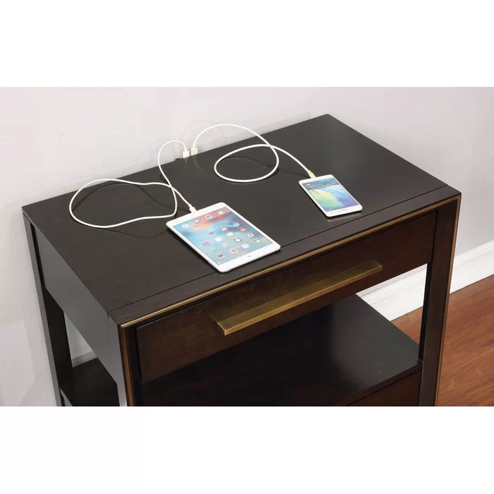 Sherrell 29.5'' Tall 2 - Drawer Solid Wood Nightstand in Espresso