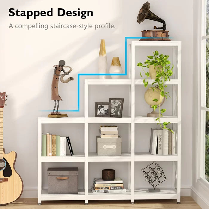 White Shipststour 51.97'' H x 45.28'' W Iron Step Bookcase Industrial Chic Look