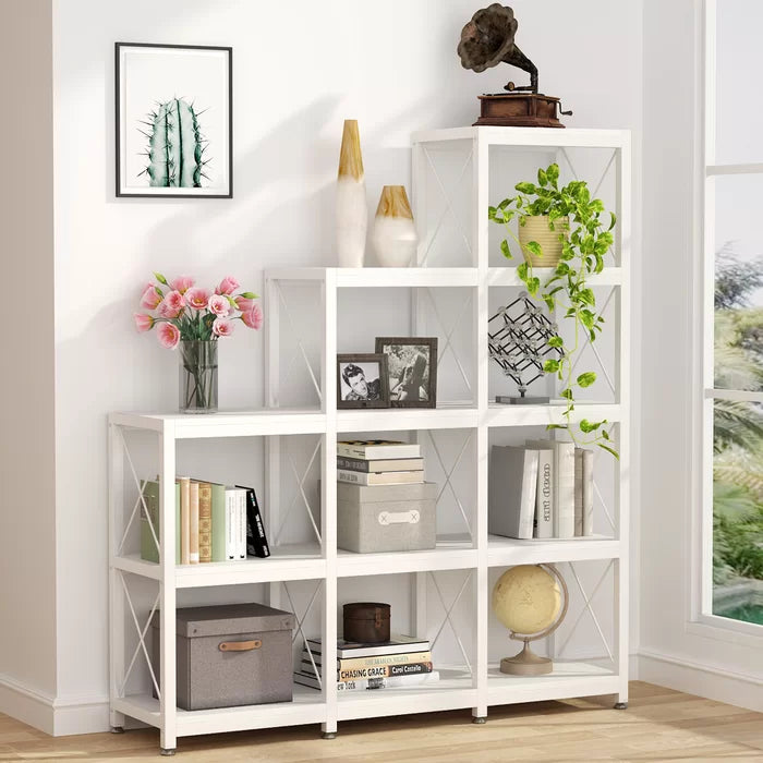 White Shipststour 51.97'' H x 45.28'' W Iron Step Bookcase Industrial Chic Look