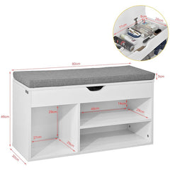 Shoe Storage Bench with 3 Storage Compartment is Ideal for Hallway, Living Room and Office