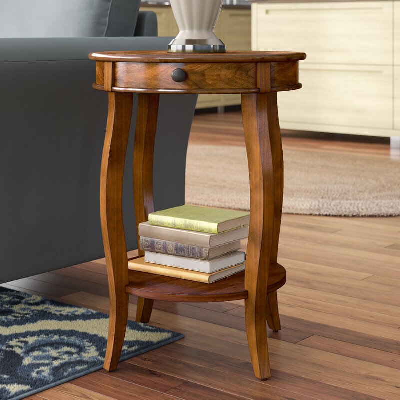 Shropshire 24'' Tall End Table with Storage Transitional Silhouette
