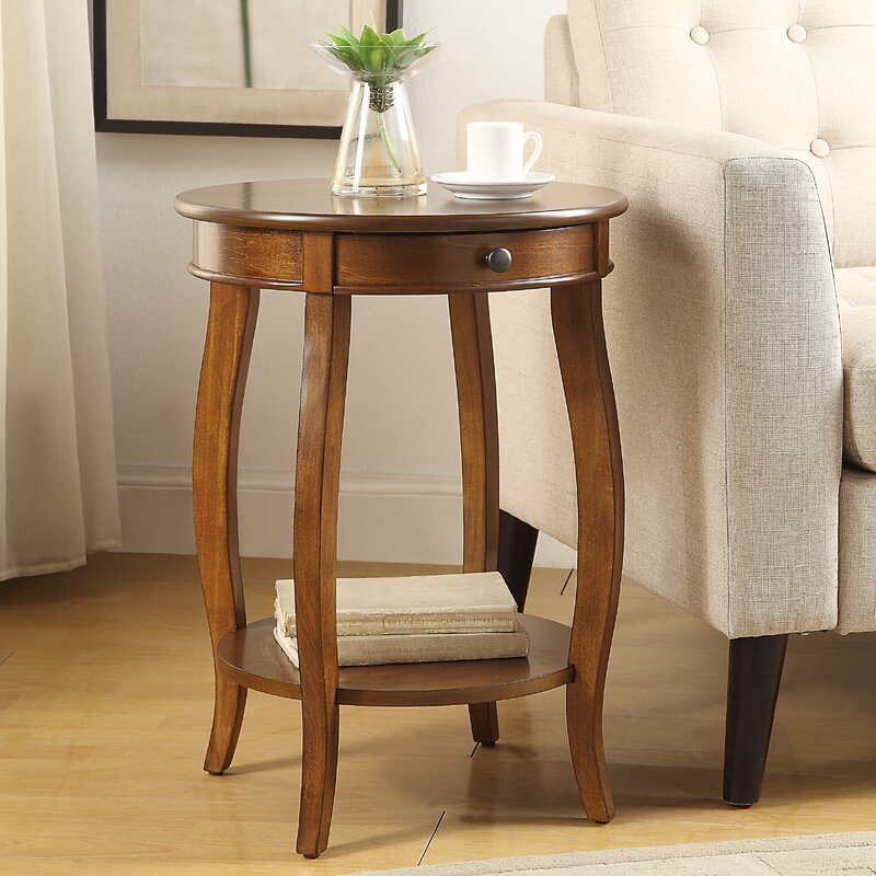 Shropshire 24'' Tall End Table with Storage Transitional Silhouette