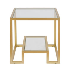 Gold Shumake 22'' Tall Glass Frame End Table Minimalist Modern Design