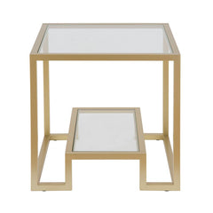 Gold Shumake 22'' Tall Glass Frame End Table Minimalist Modern Design