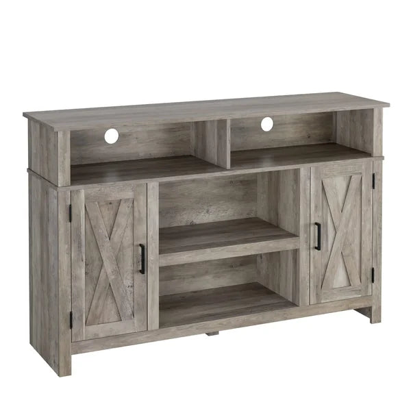 TV Stand for TVs up to 55" 2-Tier Storage Grids and Four Open Shelves