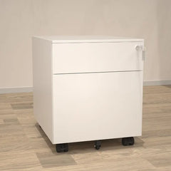White 15.4'' Wide 2 -Drawer Mobile Steel Vertical Filing Cabinet