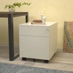 White 15.4'' Wide 2 -Drawer Mobile Steel Vertical Filing Cabinet