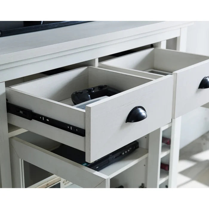 White Sideboard Server Bar Cabinet Adjustable Shelves 7 Bottle Wine Racks