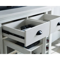 White Sideboard Server Bar Cabinet Adjustable Shelves 7 Bottle Wine Racks
