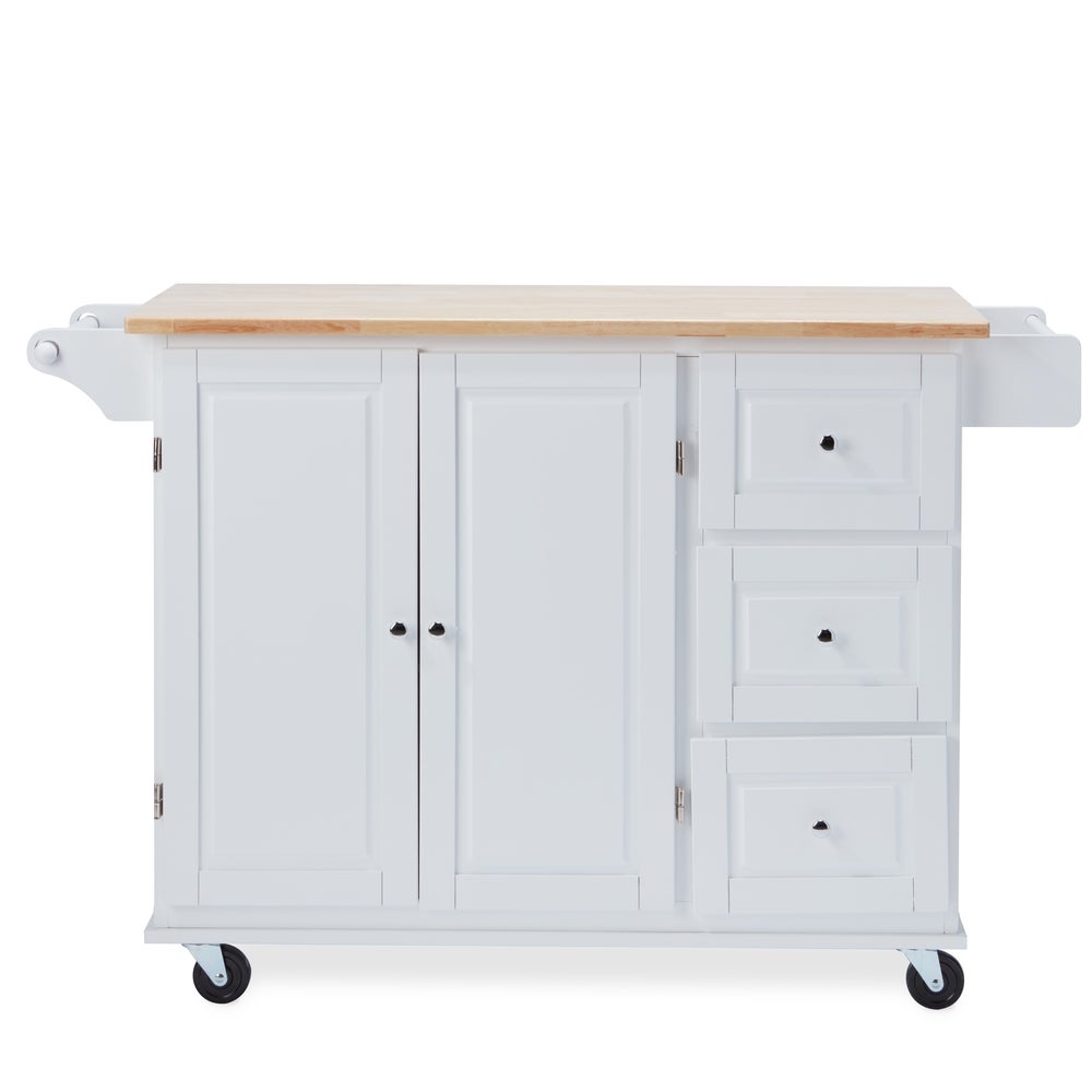 3-drawer Drop Leaf Kitchen Cart Light Grey Expand your Kitchen Storage with this Three Drawers A Two-Door Cabinet A Spice Rack