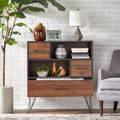 Vintage Cabinet One Drawer and Two Cabinet Doors Open to Storage Two Large Open Storage Compartments