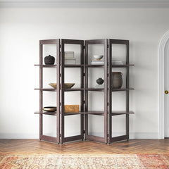 Brown Sinclaire 78'' H x 75'' W Geometric Bookcase Offer Plenty Storage Space