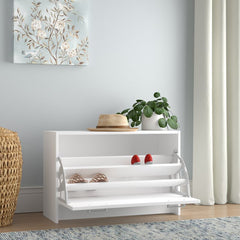 White Single 12-Pair Shoe Storage Cabinet Shelf Shelves