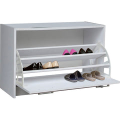 White Single 12-Pair Shoe Storage Cabinet Shelf Shelves