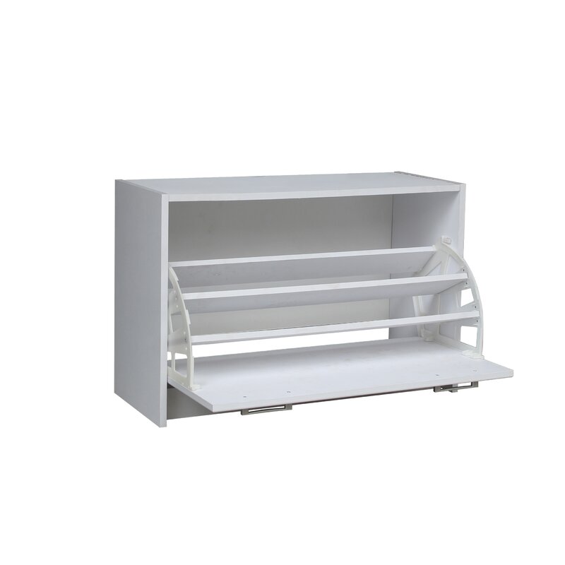 White Single 12-Pair Shoe Storage Cabinet Shelf Shelves