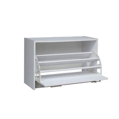 White Single 12-Pair Shoe Storage Cabinet Shelf Shelves