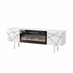 White Siriana TV Stand for TVs up to 70" with Fireplace Included