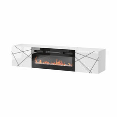 White Siriana TV Stand for TVs up to 70" with Fireplace Included
