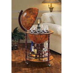 Design Toscano Sixteenth-Century Italian Replica Globe Bar Vintage Style Liquor Storage Cabinet