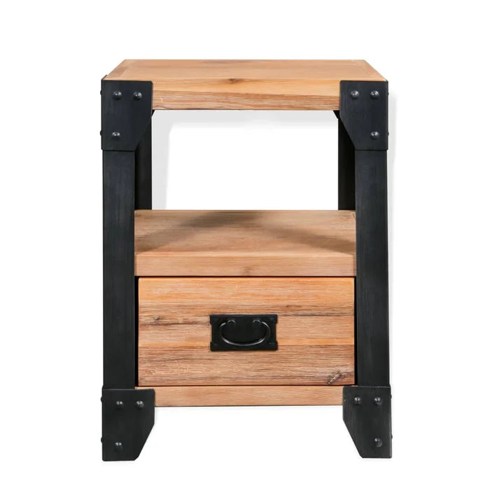 Solid Wood Skelton 21.26'' Tall 1 - Drawer Nightstand in Brown/Black