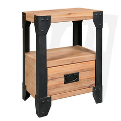 Solid Wood Skelton 21.26'' Tall 1 - Drawer Nightstand in Brown/Black