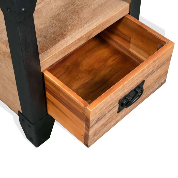 Solid Wood Skelton 21.26'' Tall 1 - Drawer Nightstand in Brown/Black