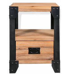 Solid Wood Skelton 21.26'' Tall 1 - Drawer Nightstand in Brown/Black
