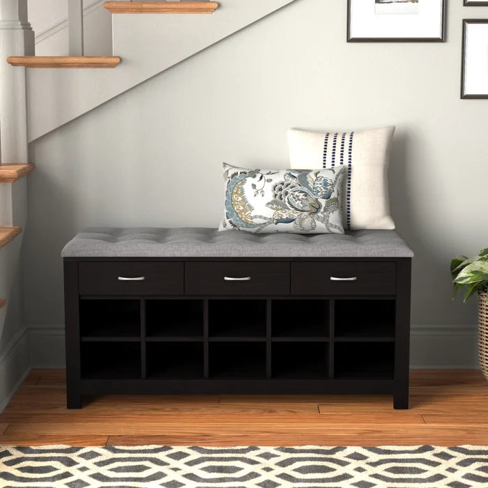 Sloane Upholstered Storage Bench 10 Pairs of Shoes in the Multiple Cubbies