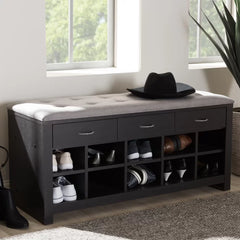 Sloane Upholstered Storage Bench 10 Pairs of Shoes in the Multiple Cubbies