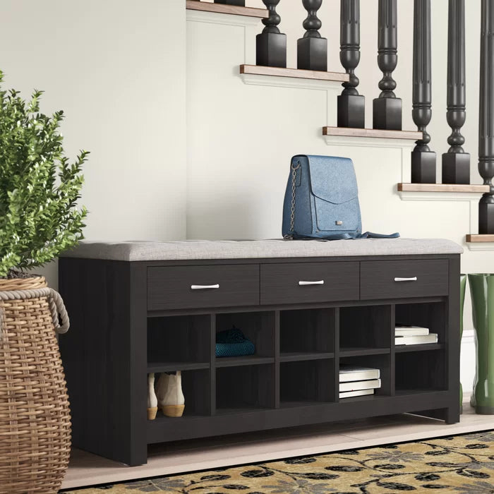 Sloane Upholstered Storage Bench 10 Pairs of Shoes in the Multiple Cubbies