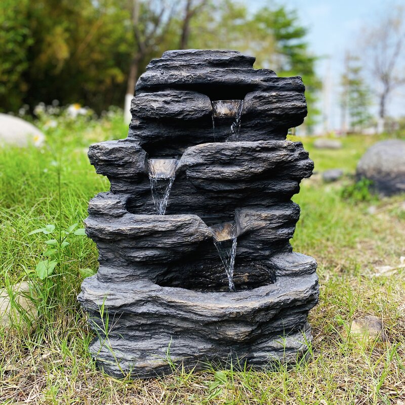 Snari Stacked Shale Fountain with LED Light Bring Stress Relief and Relaxation