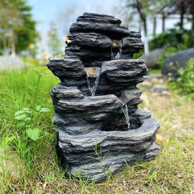 Snari Stacked Shale Fountain with LED Light Bring Stress Relief and Relaxation
