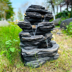 Snari Stacked Shale Fountain with LED Light Bring Stress Relief and Relaxation