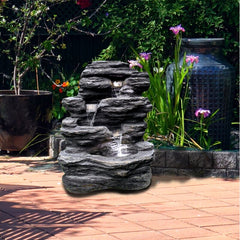 Snari Stacked Shale Fountain with LED Light Bring Stress Relief and Relaxation
