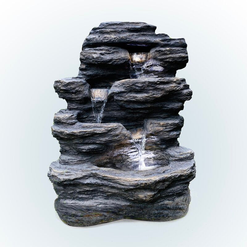 Snari Stacked Shale Fountain with LED Light Bring Stress Relief and Relaxation