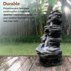 Snari Stacked Shale Fountain with LED Light Bring Stress Relief and Relaxation