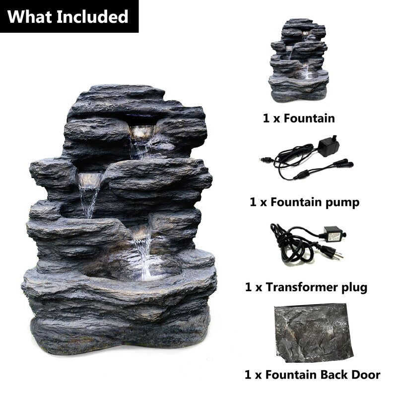Snari Stacked Shale Fountain with LED Light Bring Stress Relief and Relaxation