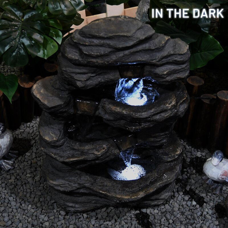 Snari Stacked Shale Fountain with LED Light Bring Stress Relief and Relaxation