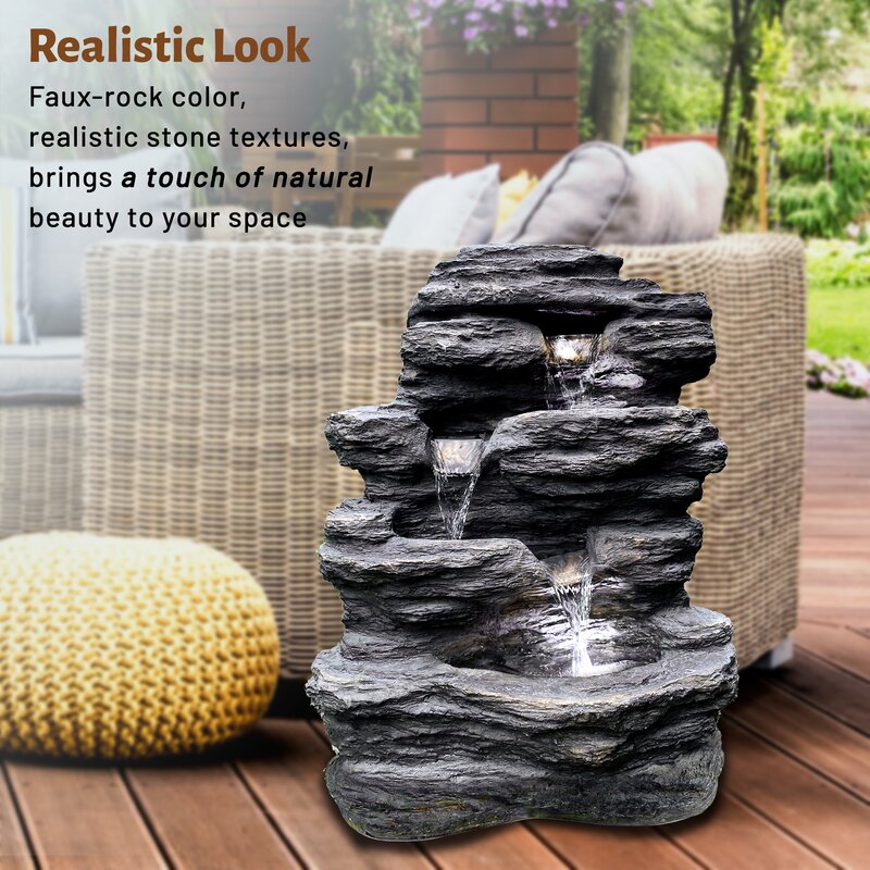 Snari Stacked Shale Fountain with LED Light Bring Stress Relief and Relaxation
