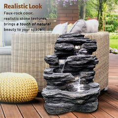 Snari Stacked Shale Fountain with LED Light Bring Stress Relief and Relaxation