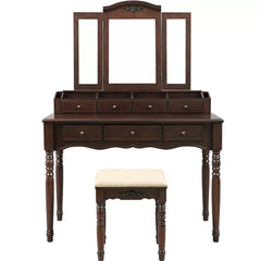 Brown Soares 42.5'' Wide Vanity Set with Stool and Mirror