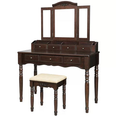 Brown Soares 42.5'' Wide Vanity Set with Stool and Mirror