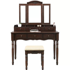 Brown Soares 42.5'' Wide Vanity Set with Stool and Mirror