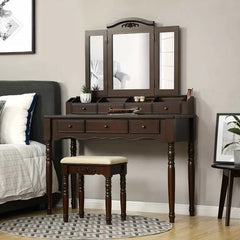 Brown Soares 42.5'' Wide Vanity Set with Stool and Mirror